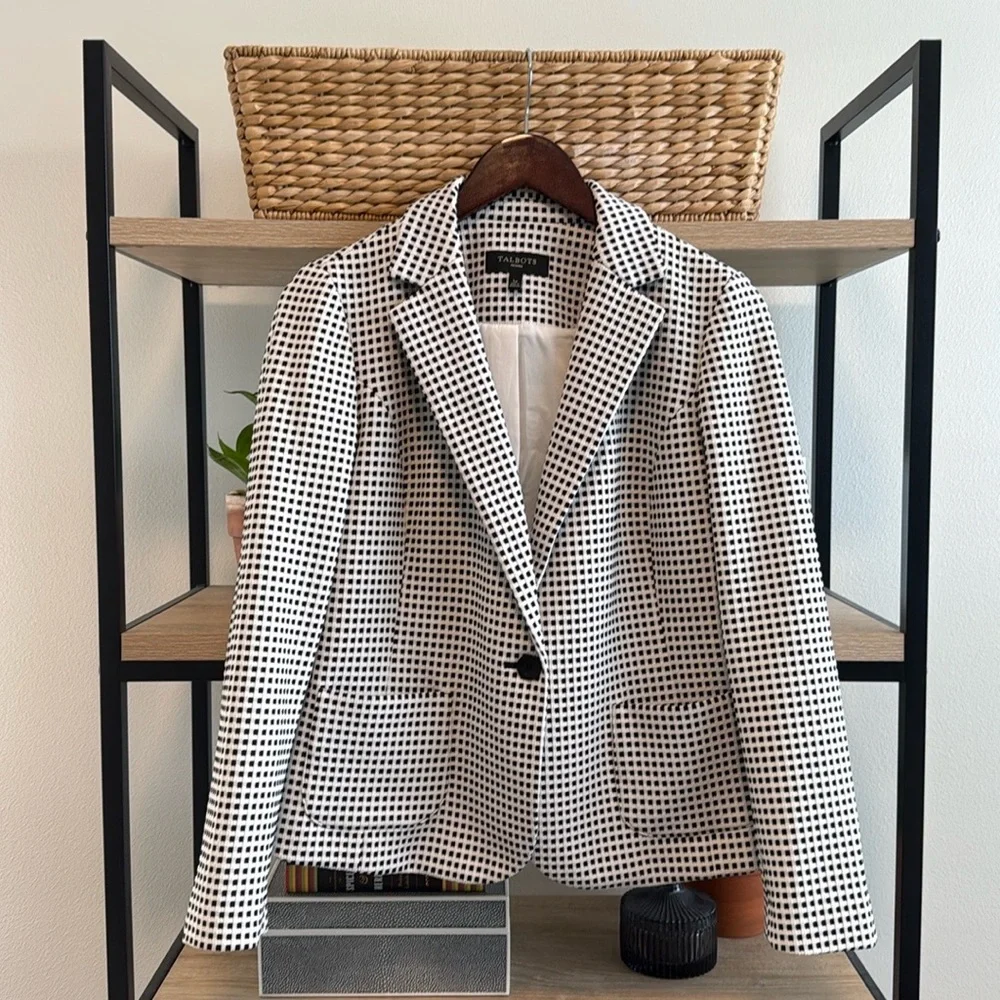 Talbots Jacquard Button Front Career Blazer w/Pockets, LP - Picture 1 of 6